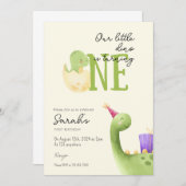 Invitation Premier anniversaire de Cute Dinosaur (Devant / Derrière)