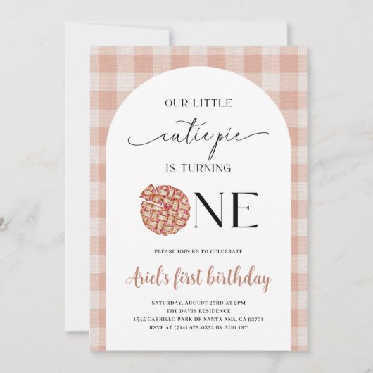 Invitation Premier anniversaire de Cutie Pie (Devant)