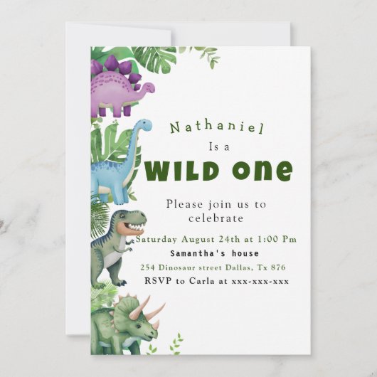 Invitation Premier anniversaire de Dinosaur (Devant)