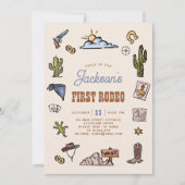 Invitation Premier Anniversaire de enfant de rodéo Wild West (Devant)