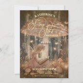 Invitation Premier anniversaire de fée forêt champignon capri (Devant)