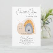Invitation Premier Anniversaire de fête Snail Rainbow Cute Pa (Debout devant)