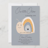 Invitation Premier Anniversaire de fête Snail Rainbow Cute Pa (Devant)
