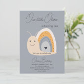 Invitation Premier Anniversaire de fête Snail Rainbow Cute Pa (Debout devant)