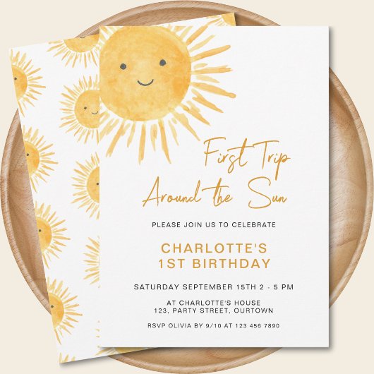 Invitation Premier Anniversaire de Fille Boho First Trip Arou