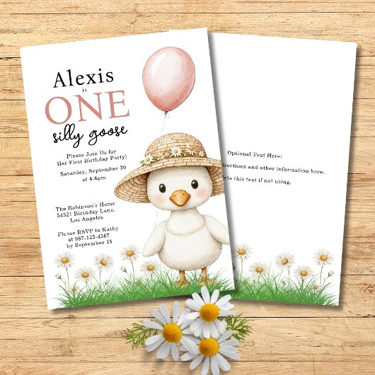 Invitation Premier Anniversaire de Fille One Silly Goose 