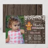 Invitation Premier anniversaire de fille rustique Onederland (Devant / Derrière)