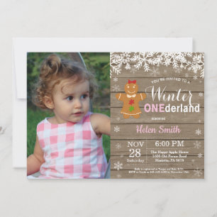 Invitation Premier anniversaire de fille rustique Onederland 