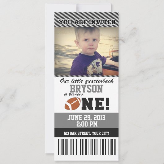 Invitation Premier anniversaire de football _ GRIS/NOIR (Devant)