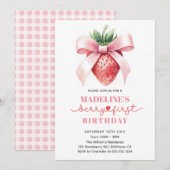 Invitation Premier anniversaire de fraise (Devant / Derrière)