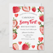 Invitation Premier anniversaire de fraise (Devant)