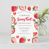 Invitation Premier anniversaire de fraise (Debout devant)