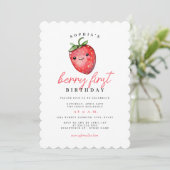 Invitation Premier anniversaire de fraise (Debout devant)