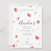 Invitation Premier anniversaire de fraise (Devant)