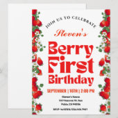 Invitation Premier anniversaire de fraise Berry (Devant / Derrière)