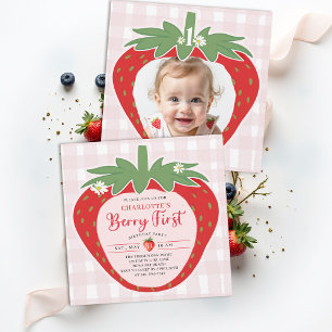 Invitation Premier Anniversaire de Fraise Douce Photo 1er Ann