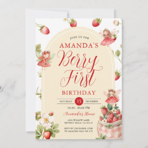 Invitation Premier anniversaire de fraise sucré Berry
