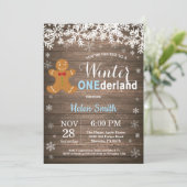 Invitation Premier anniversaire de garçon rustique Winter One (Debout devant)
