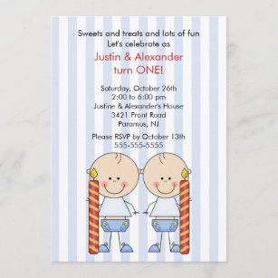 Invitations Faire Part Cartes Anniversaire Jumeaux Garcon Fille Zazzle