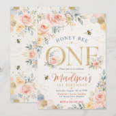 Invitation Premier Anniversaire de Honey Bee One (Devant / Derrière)