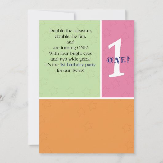 Invitation Premier anniversaire de jumeaux (Devant)