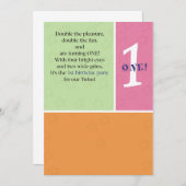 Invitation Premier anniversaire de jumeaux (Devant / Derrière)