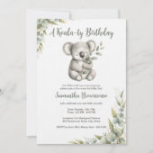 Invitation Premier anniversaire de koala mignon (Devant)