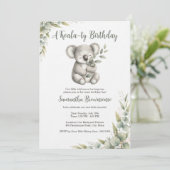 Invitation Premier anniversaire de koala mignon (Debout devant)