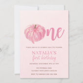 Invitation Premier anniversaire de la Citrouille rose Bow (Devant)