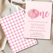 Invitation Premier anniversaire de la Citrouille rose Bow