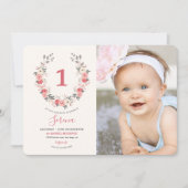 Invitation Premier anniversaire de la couronne rose (Devant)