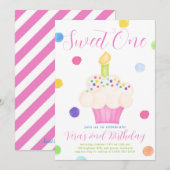 Invitation Premier Anniversaire de la Douce Fille (Devant / Derrière)