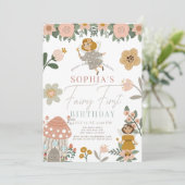 Invitation Premier anniversaire de la fée rose pâle (Debout devant)