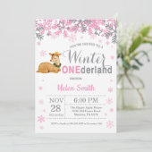 Invitation Premier anniversaire de la fille au cerf de Winter (Debout devant)