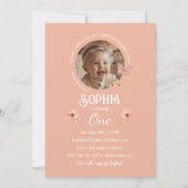 Invitation Premier anniversaire de la fille aux champignons d (Dos)