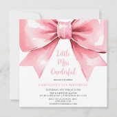 Invitation Premier anniversaire de la Fille de la Bow rose mo (Devant)