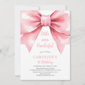 Invitation Premier anniversaire de la Fille de la Bow rose mo (Devant)