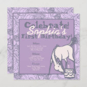 Invitation Premier anniversaire de la fille du Pony Lavender (Devant / Derrière)