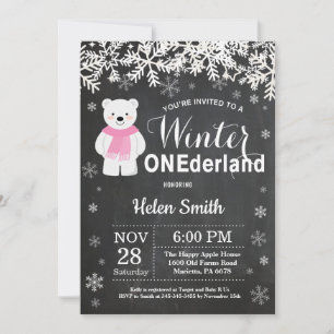 Invitation Premier anniversaire de la fille ours polaire de W