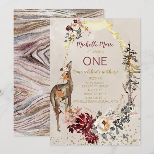 Invitation Premier anniversaire de la floraison des cerfs de  (Devant / Derrière)