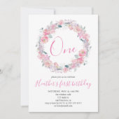 Invitation Premier anniversaire de la floraison rose (Devant)