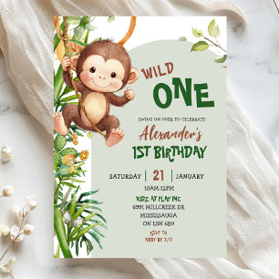 Invitation Premier anniversaire de la folie sauvage du singe
