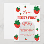 Invitation Premier Anniversaire de la Fraise (Devant / Derrière)