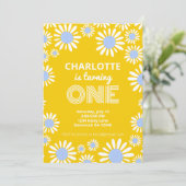 Invitation Premier anniversaire de la marguerite jaune brilla (Debout devant)