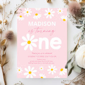 Invitation Premier anniversaire de la marguerite rose