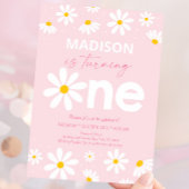 Invitation Premier anniversaire de la marguerite rose