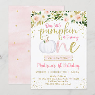 Invitation Premier anniversaire de la petite floraison rose C