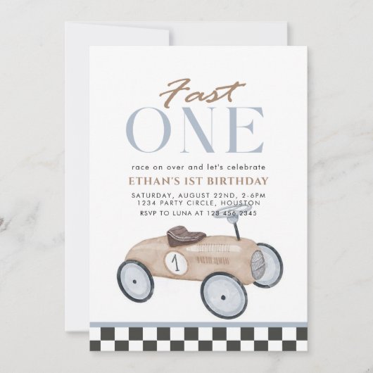 Invitation Premier anniversaire de la voiture de course Fast  (Devant)