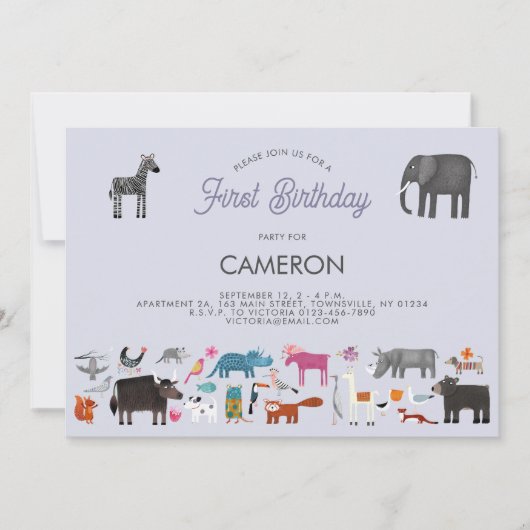 Invitation Premier anniversaire de l'animal (Devant)