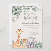 Invitation Premier anniversaire de l'animal mignon (Devant)